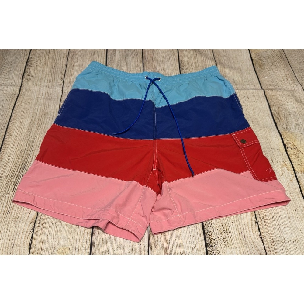 Tommy Hilfiger Colorblock Swim Trunks Shorts w/Pockets & Cargo Sz XL TubT